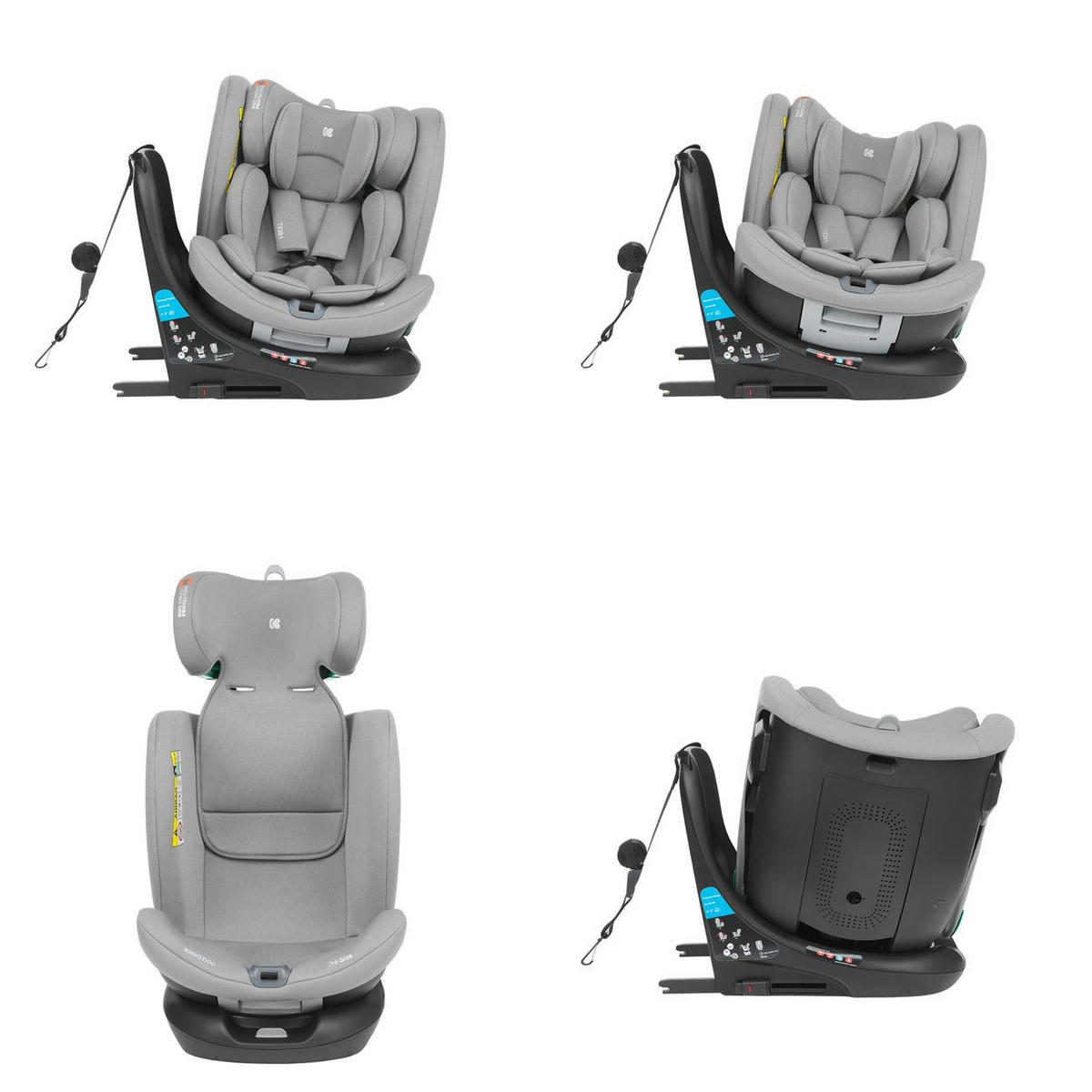 KINDERSITZ i-Roll i-Size hellgrau (40-150cm) Isofix 360-Grad-Drehung Kopfstütze - Grau, Textil (43/56/52cm) - Kikka boo