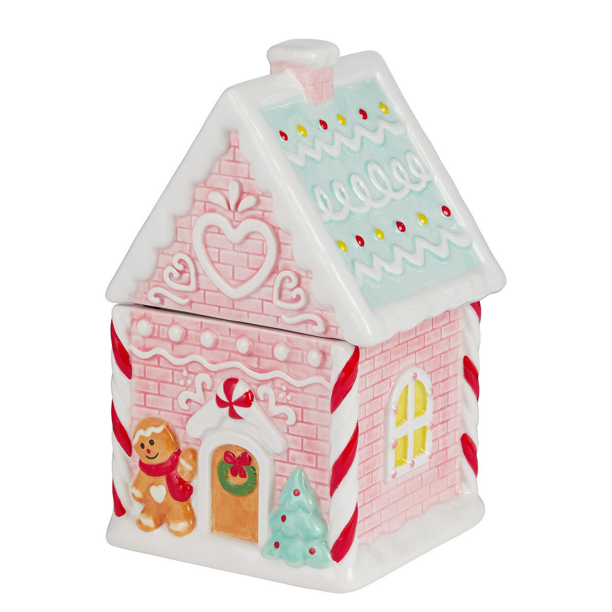 KEKSDOSE Sweet X-Mas Lebkuchenhaus - Rosa, Stein (16/26/16cm) - Butlers