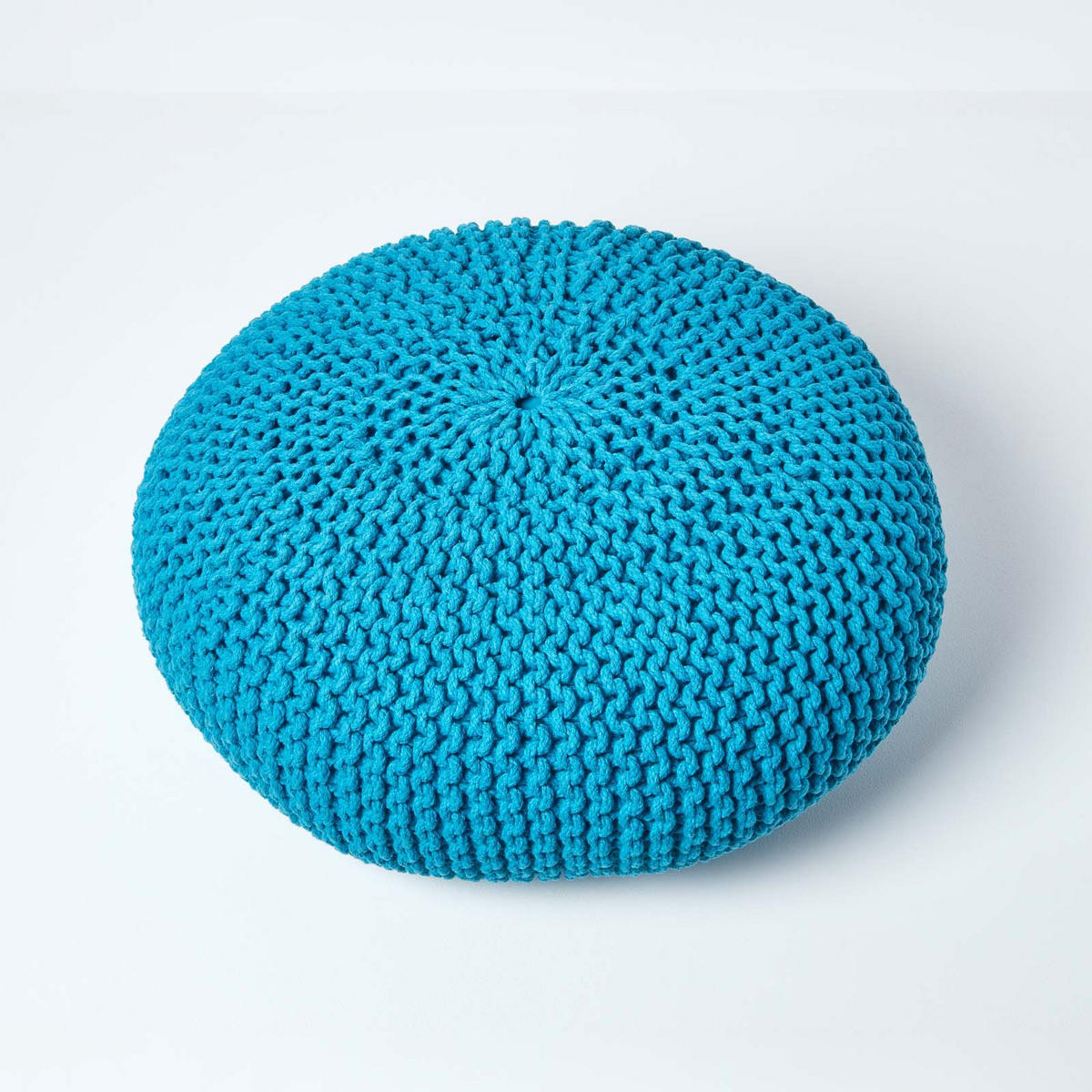 STRICK-POUF türkis, Bodenkissen rund 70/70/23 cm - Türkis, Textil (70/23/70cm) - Homescapes