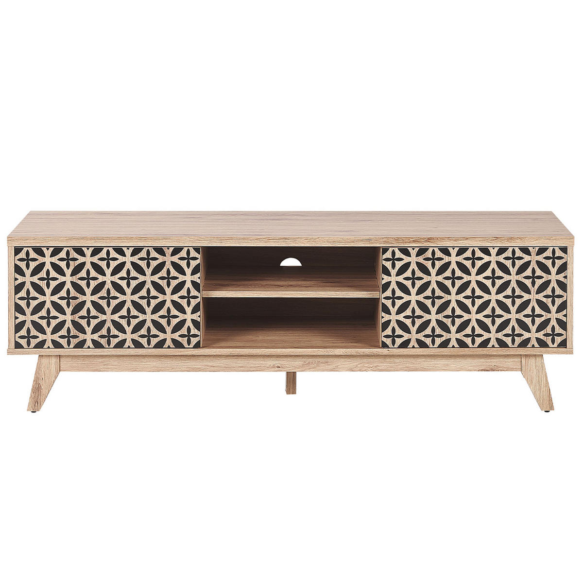 TV-MÖBEL Hellbraun, Schwarz PRESCOT 40/140/45 cm - Hellbraun, Holzwerkstoff (140/45/40cm) - Beliani