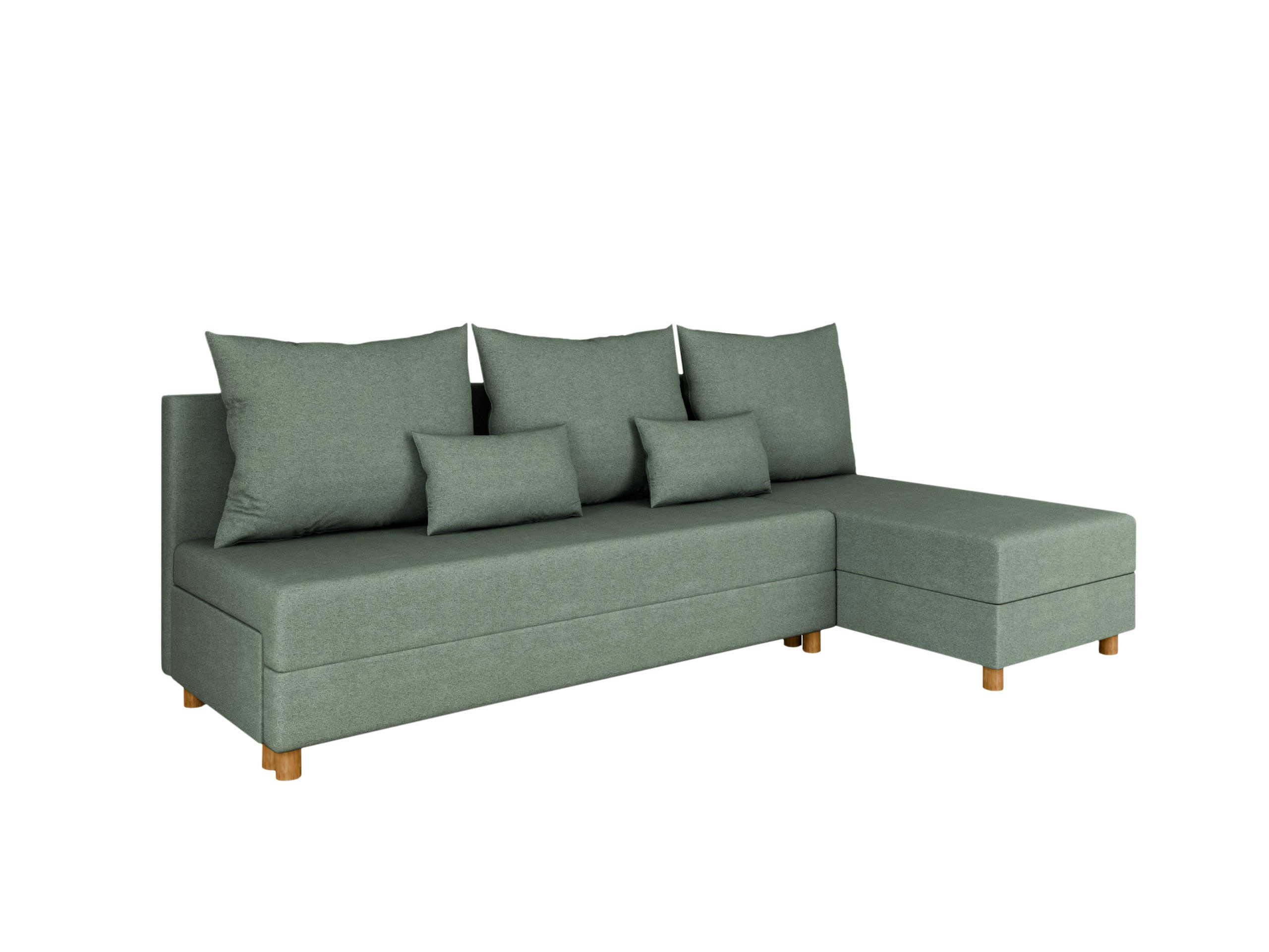 ECKSOFA Lellice L-Form - links oder rechts montierbar, grün - Grün, Holz (214/122cm) - Panda Möbel