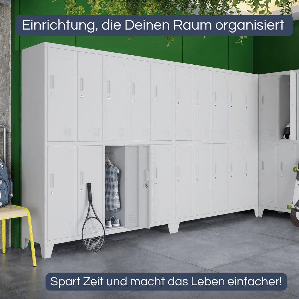 UMKLEIDESCHRANK Spind BERLIN 10 Abteile 172x136x45cm Grau - Grau, Metall (136/172/45cm) - DELUKE