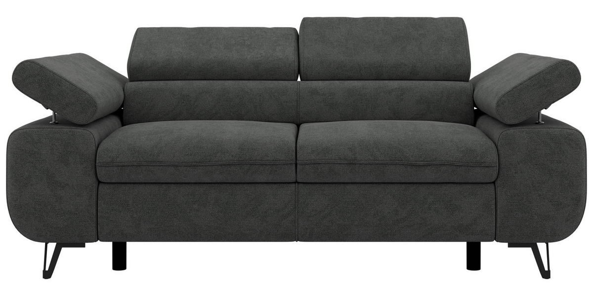 2-SITZER SOFA PETER - Dunkelgrau Stukture - Dunkelgrau/Anthrazit, Textil/Metall (200/76/99cm) - MKS