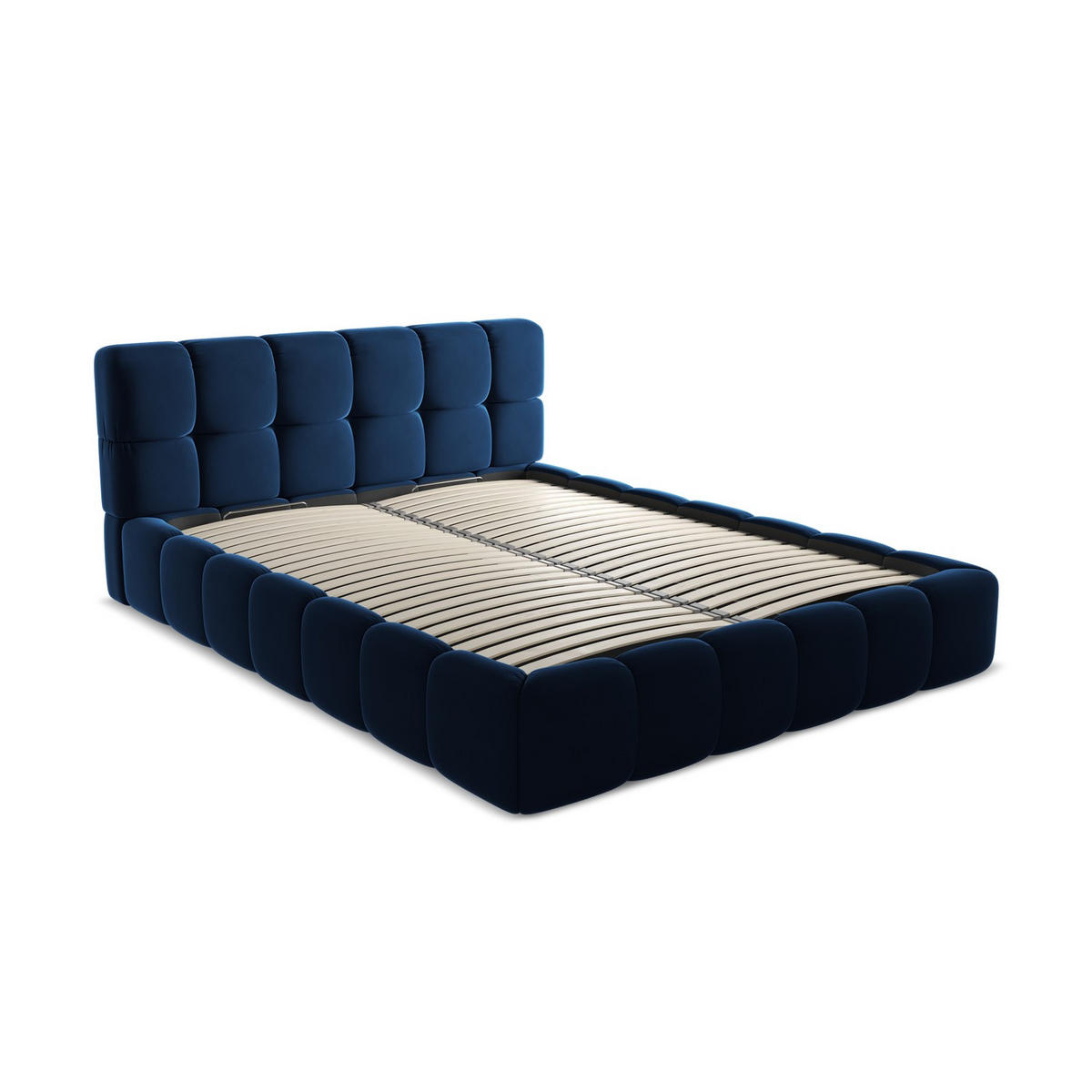 POLSTERBETT mit Bettkasten und Lattenrost 180x228 Blau - Blau/Schwarz, Kunststoff/Textil (160/200cm) - LaMiaSofa