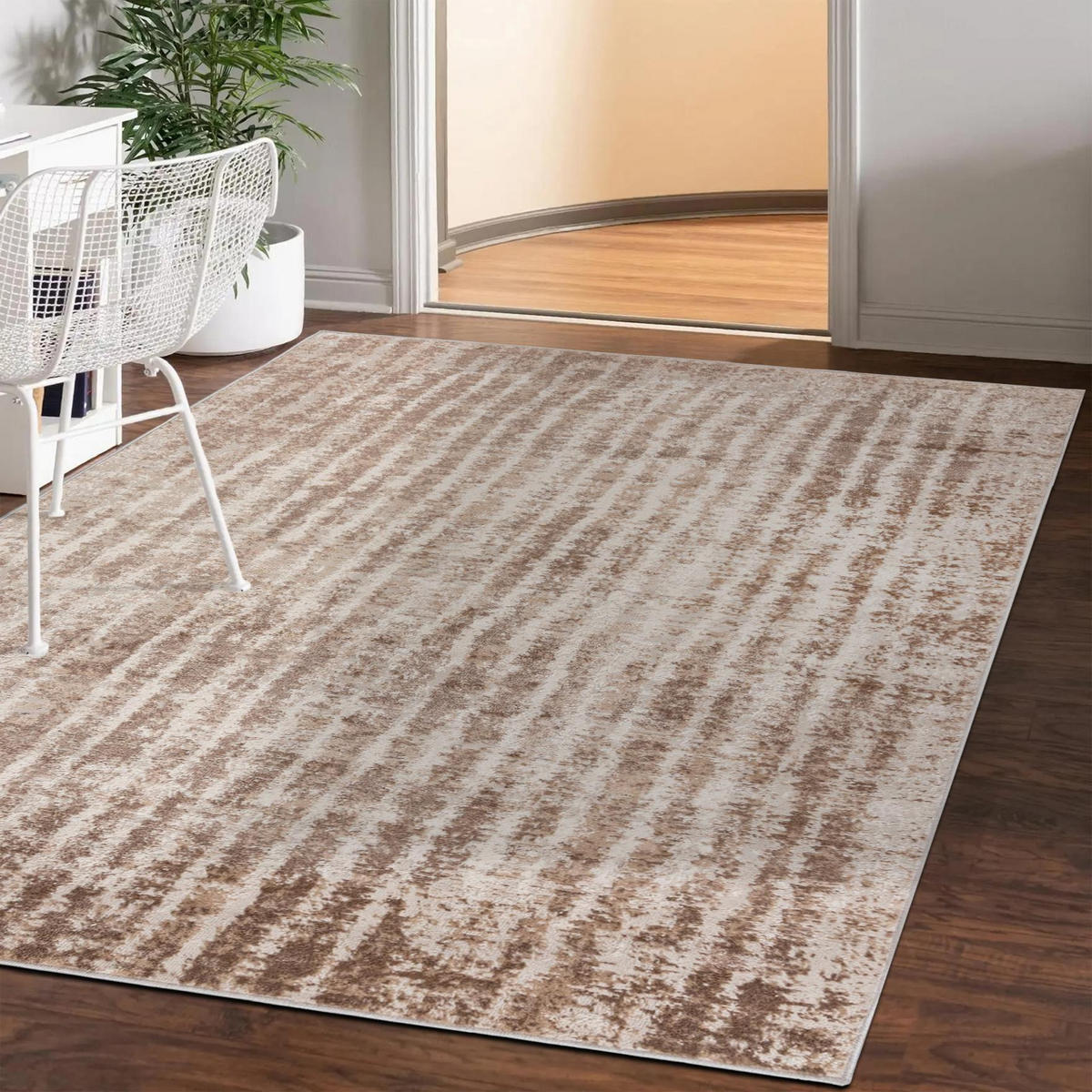 TEPPICH Beige Modern Abstrakt - Kurzflor Rechteckig Stilvoller - Creme - 160 x 230 cm - Hellbraun, Textil (160/230cm) - Mazovia