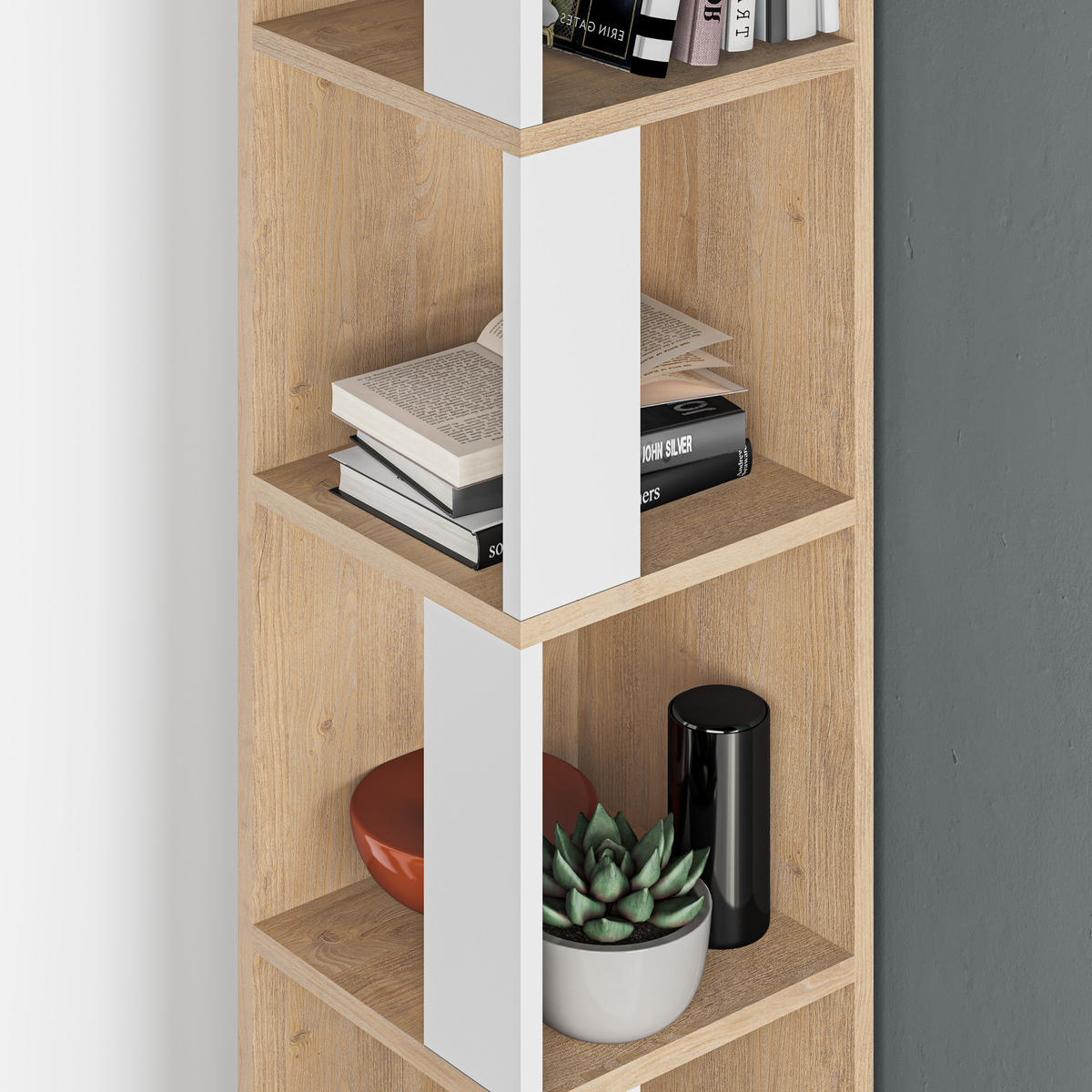 BÜCHERREGAL Piano Eiche Weiß 31,4/31,4/158,9 cm - Eichefarben, Holzwerkstoff (31.4/158.9/31.4cm) - Decortie