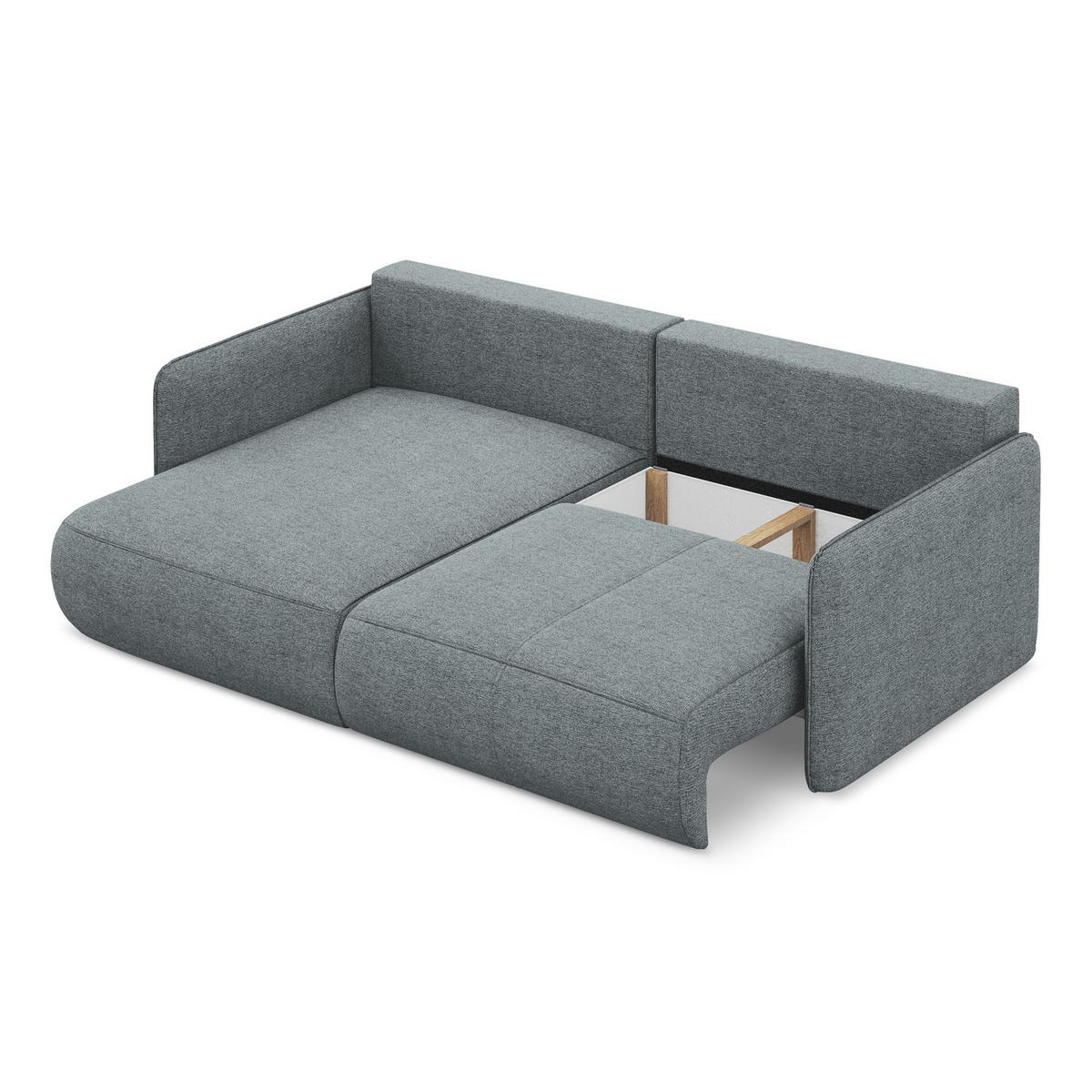 ECKSOFA mit Schlaffunktion Chenille Stoff Blau - Blau/Blaugrau, Kunststoff/Textil (148/207cm) - Makamii