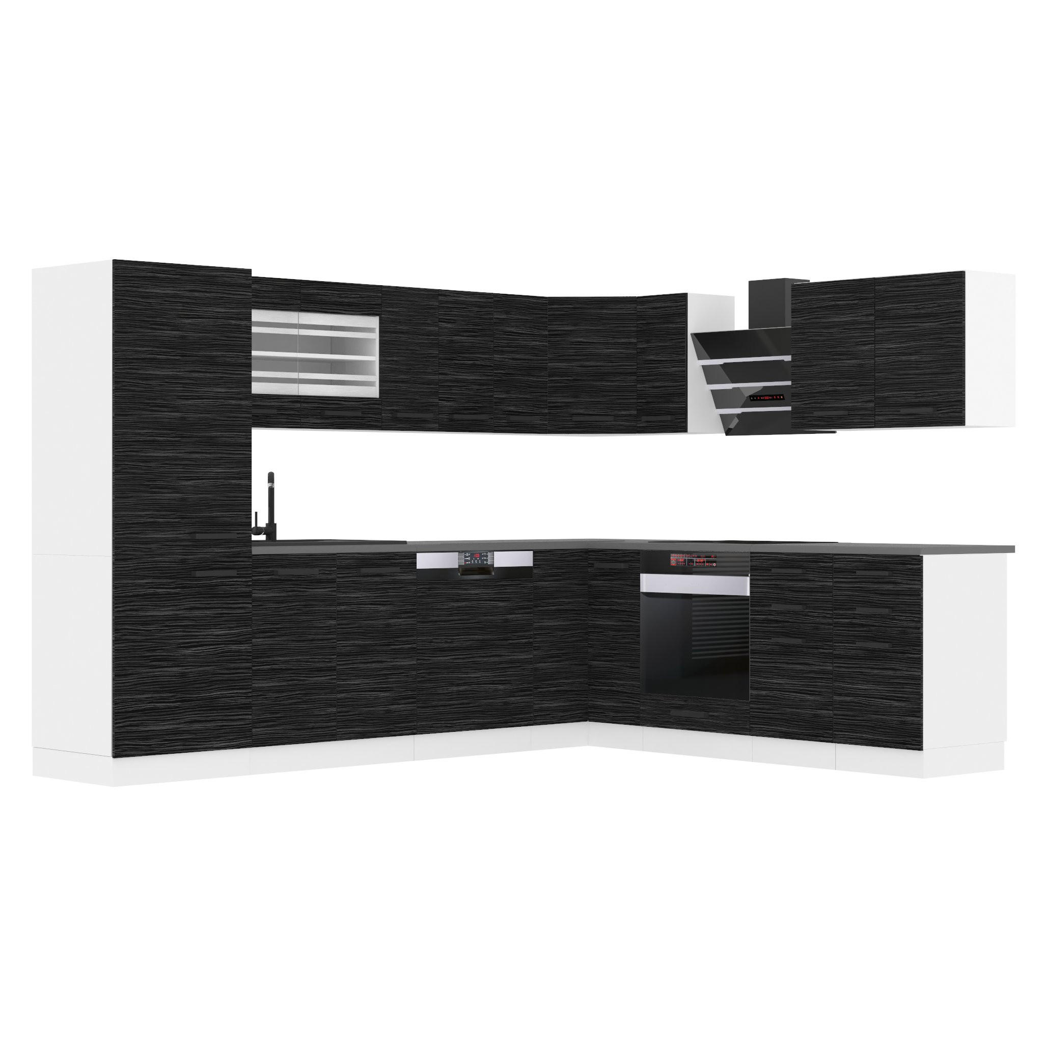KÜCHE L-Form Julie mit Arbeitsplatten, Königliches Ebenholz - Schwarz, Holz (460/204/60cm) - B BELINI GROUP