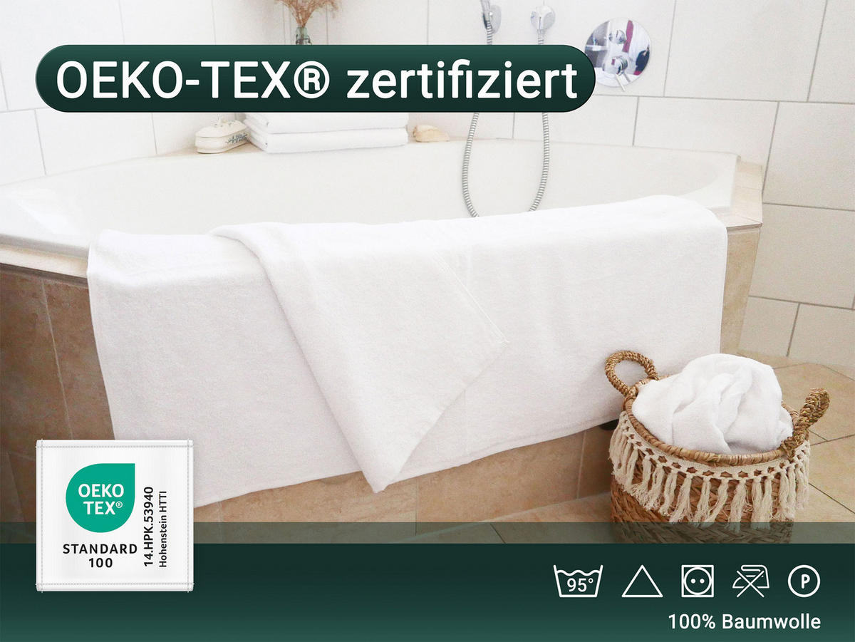 BADETUCH, 5er-Set, 100x150 cm, 100% Baumwolle, Weiß - Weiß, Textil (100/150cm) - Zollner