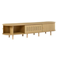 LOWBOARD DE-40410 Klapptür mit Rattan-Design und Rolltüren Helle Holzfarbe - Naturfarben, Holzwerkstoff (180/40/40cm) - ComfortXL