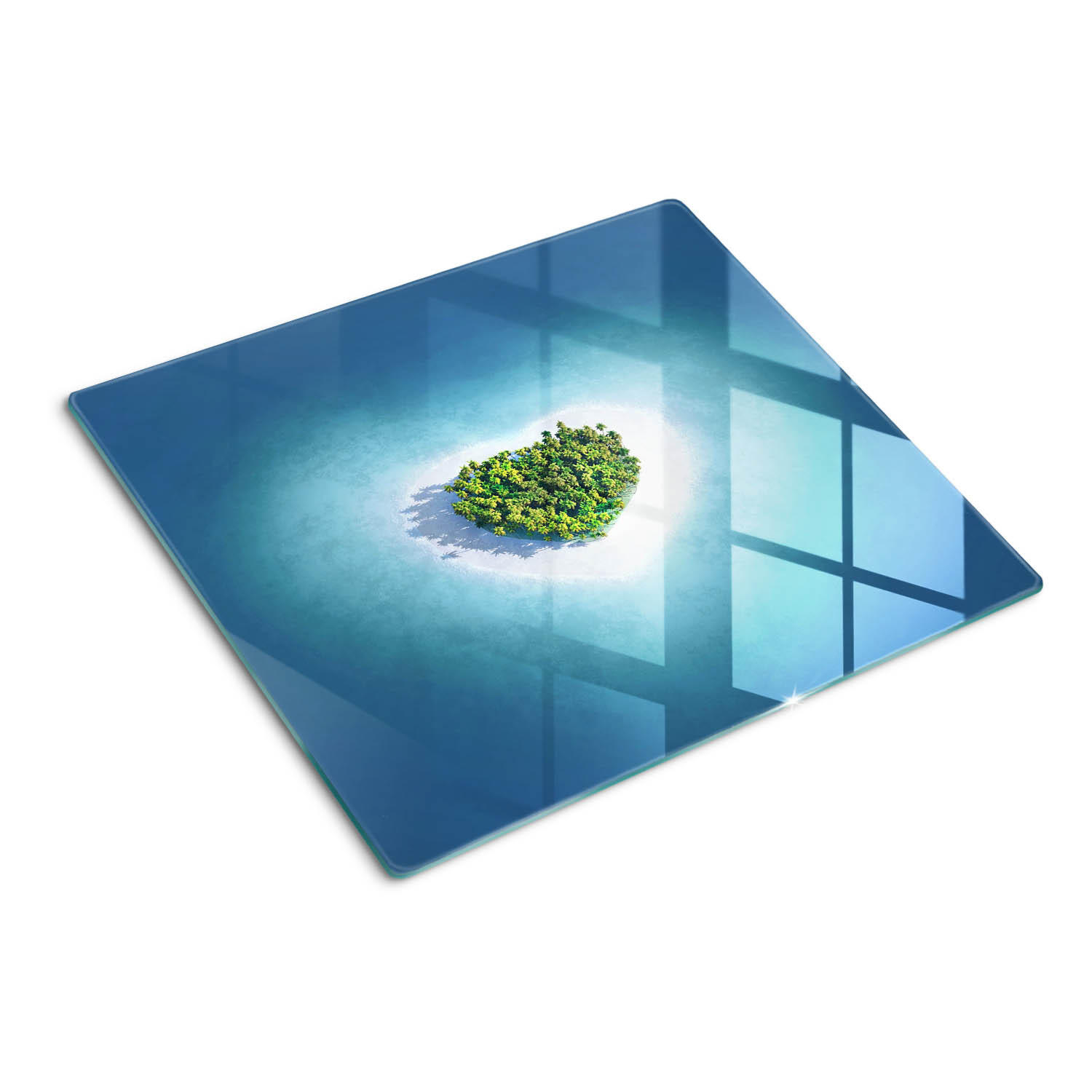 GLASPLATTE 60x52 cm Herzförmige Insel - Blau, Glas (60/0.4/52cm) - TULUP