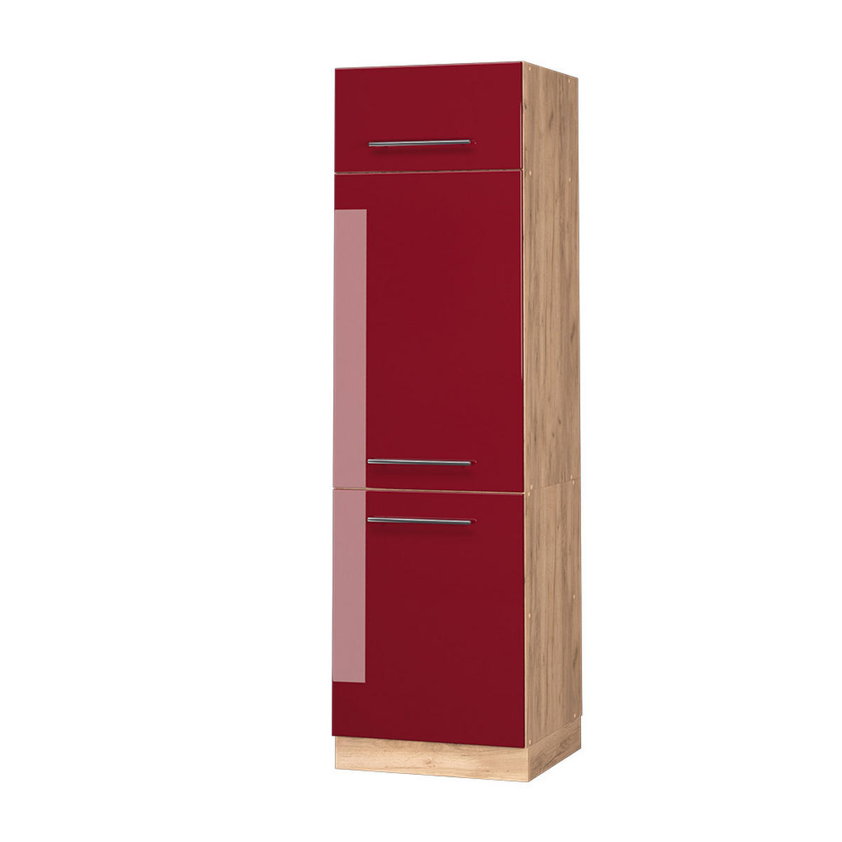 KÜCHENSCHRANK Fame-Line Bordeaux Hochglanz 60 cm - Honigeiche/Bordeaux, Holzwerkstoff (60/206.8/58.1cm) - Vicco
