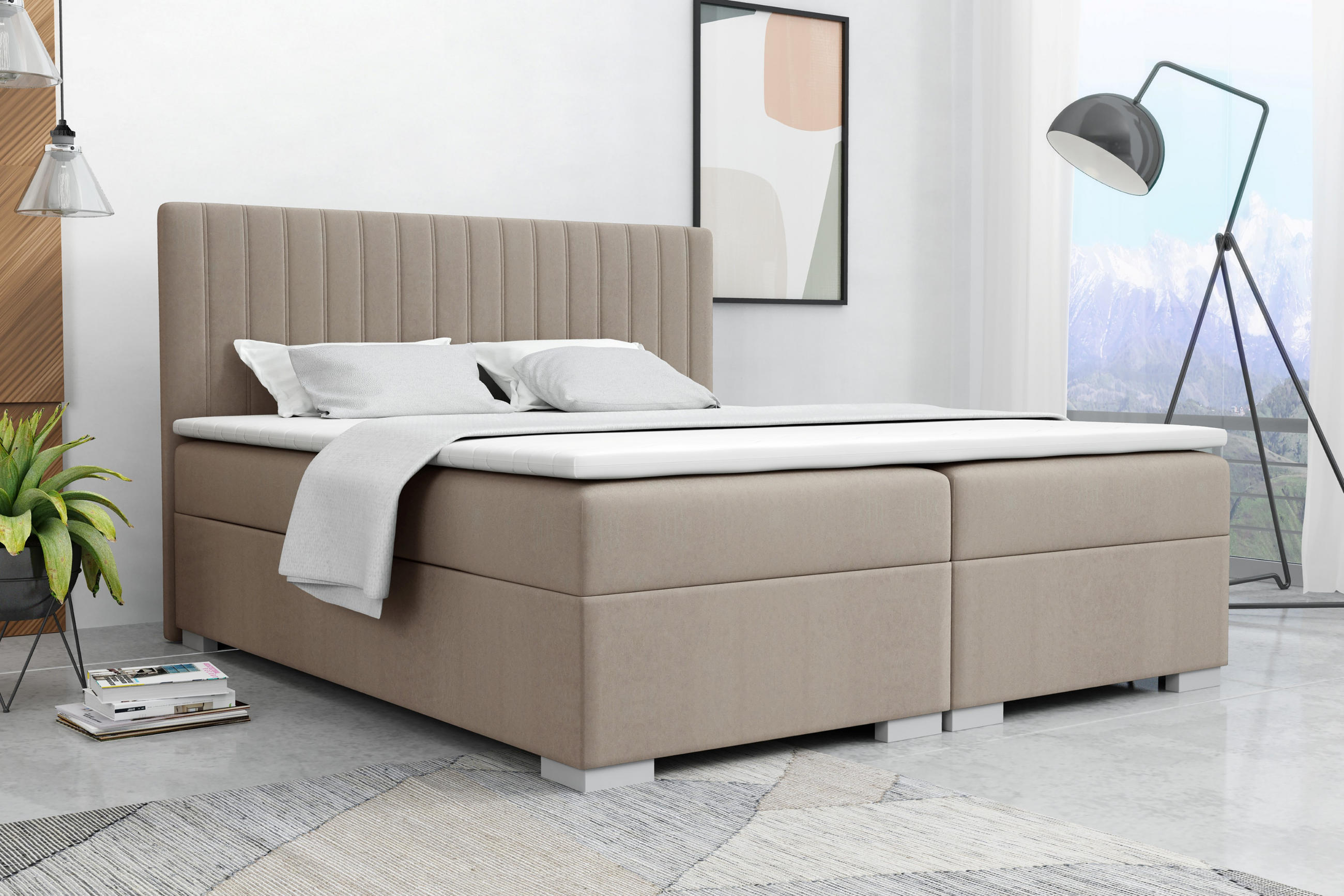 BOXBETT Sydney 120x200 Beige - Beige, Textil/Metall (120/200cm) - VLR BEDS