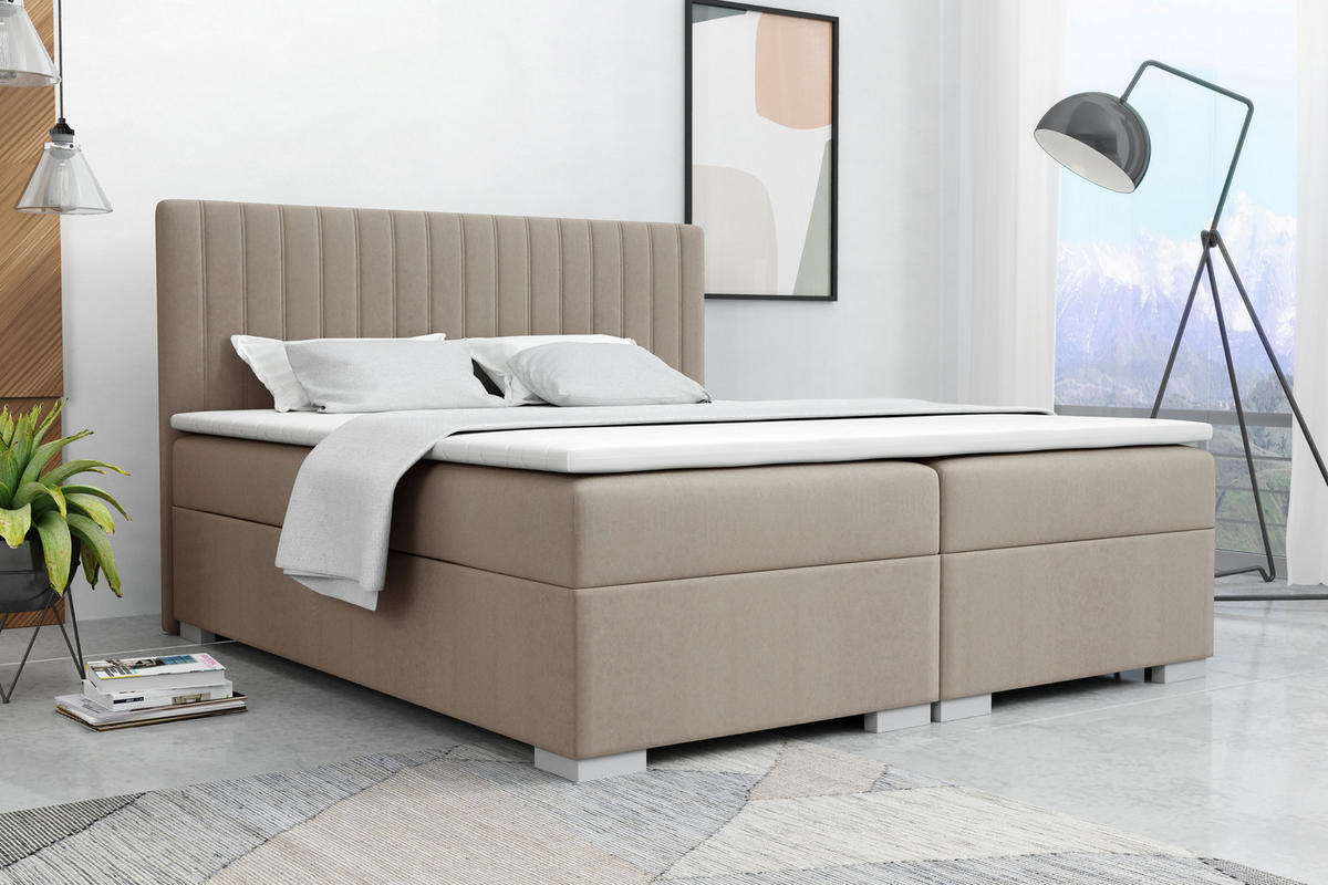 BOXBETT Sydney 120x200 Beige - Beige, Textil/Metall (120/200cm) - VLR BEDS