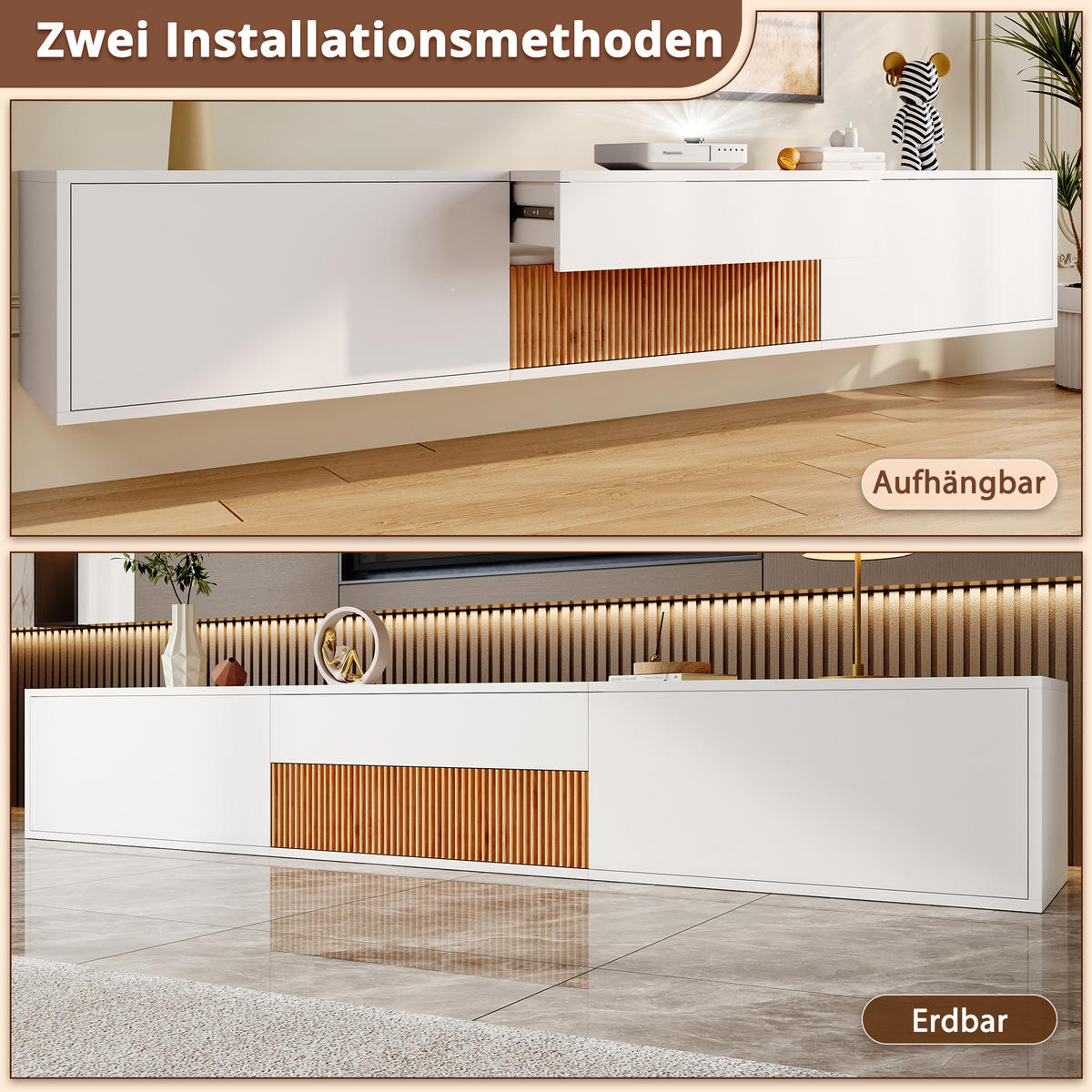 TV-SCHRANK 180x34x30 Modern Niedriger TV-Ständer Projektor Halter - Weiß, Holzwerkstoff (34/30/180cm) - FLIEKS