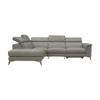 ECKSOFA Planet Echtleder Perlgrau - Hellgrau, Leder/Metall (232/256cm)