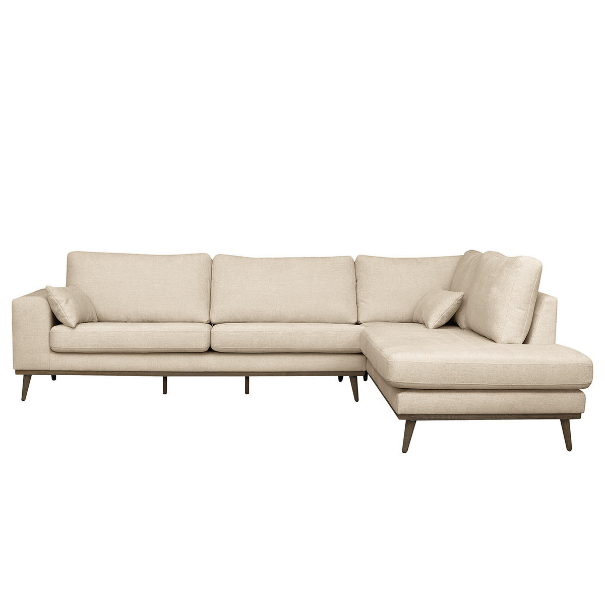 ECKSOFA mit Ottomane - Eichefarben/Creme, Eichenholz/Textil (287/219cm) - home24