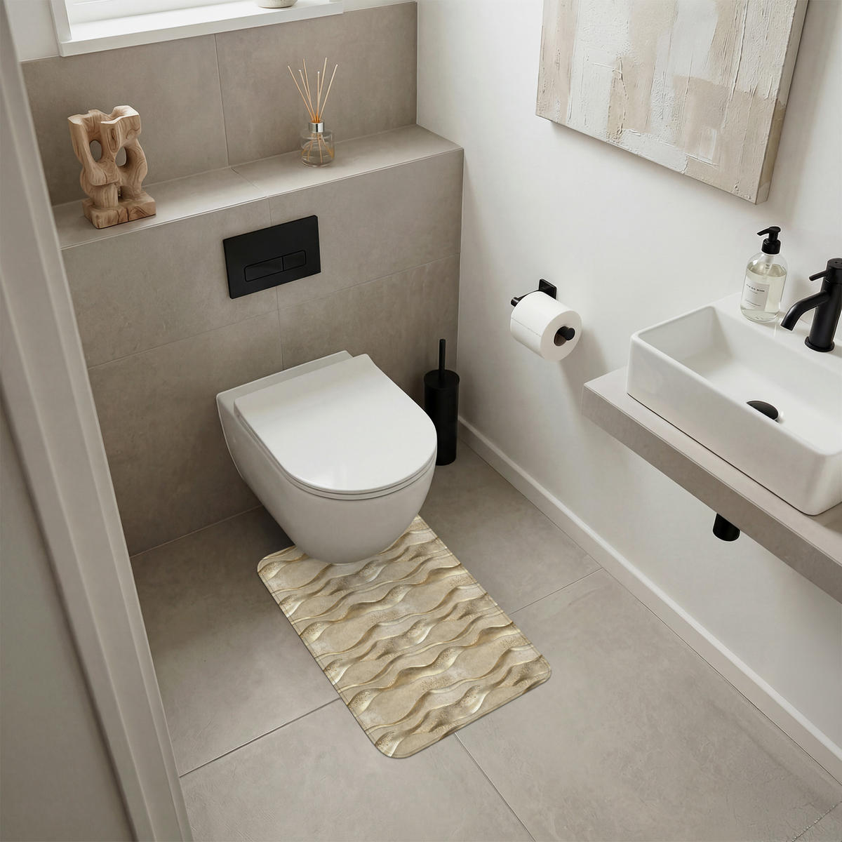 WC PŘEDLOŽKA Vlny - vzor - zlaté 40x60 cm - barva mosazi, textil/plast (40/1cm) - OnlyWow