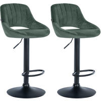 BARHOCKER 2er Set Milos Samt B grün - Schwarz/Grün, Textil/Metall (47/106/48cm) - TPFLiving