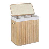 WÄSCHEKORB - Hellbraun, Holz/Wellpappe (62.5/62/42.5cm) - Relaxdays