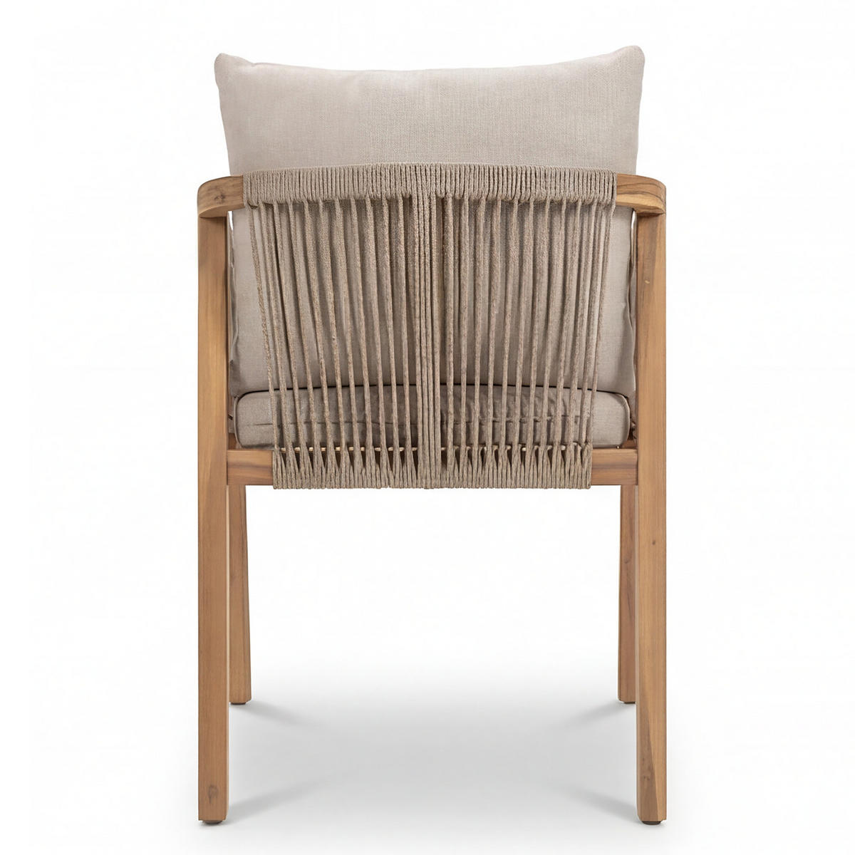 GARTENSTUHL - 2er-Set - Akazie massiv / Webstoff - Beige, Holz/Textil (58/77/62cm) - home24