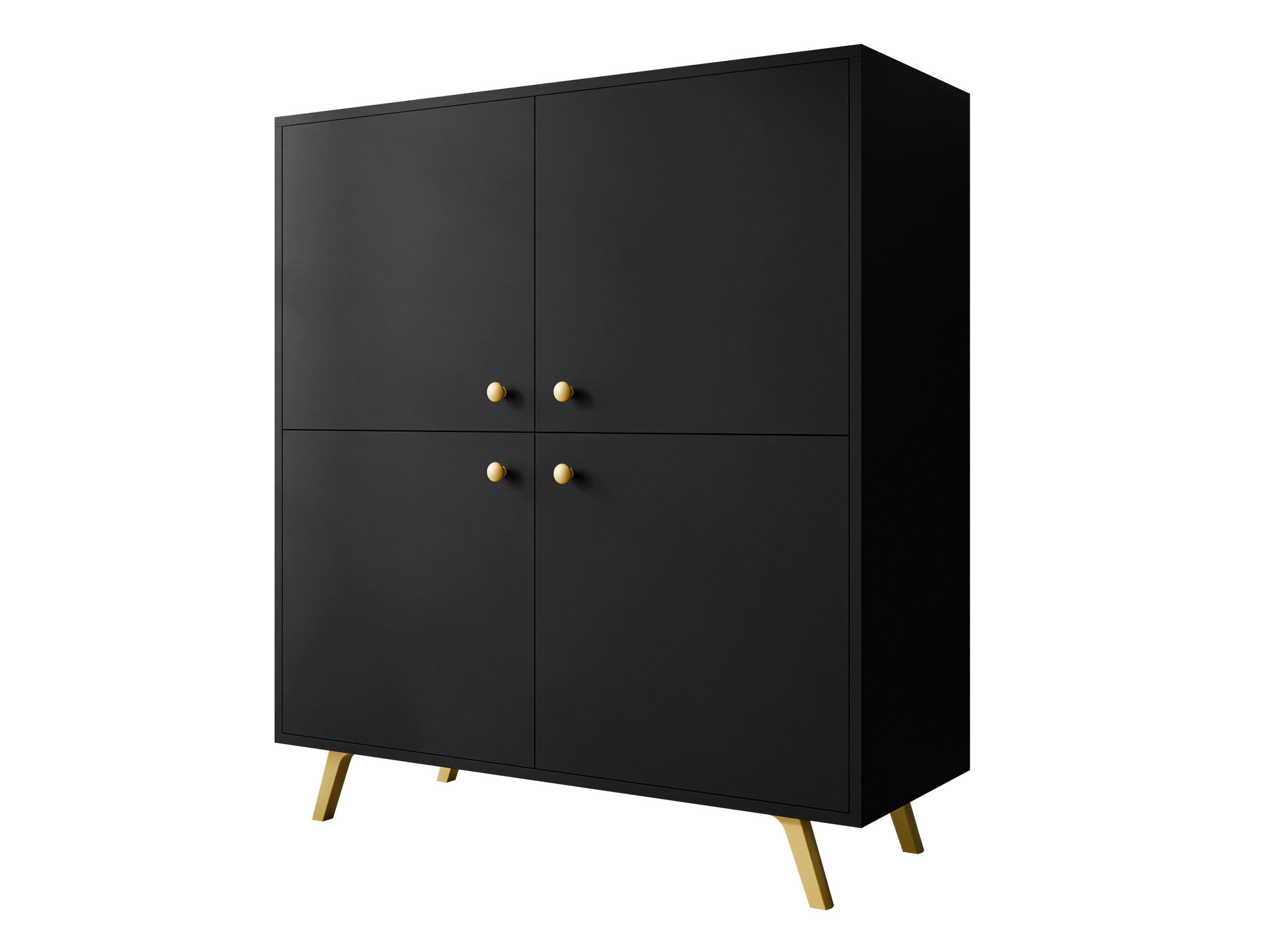 TÜRKOMMODE Siena 4D - Goldfarben/Schwarz, Holzwerkstoff/Metall (100/112/41cm) - MIRJAN24