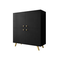 TÜRKOMMODE Siena 4D - Goldfarben/Schwarz, Holzwerkstoff/Metall (100/112/41cm) - MIRJAN24
