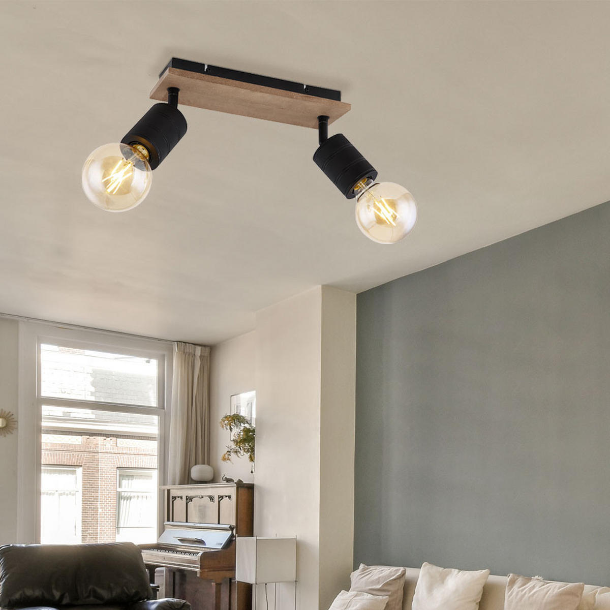 LED DECKENLEUCHTE JOSELLA Holz Braun - Braun, Holz (31/10/18cm) - Globo Lighting