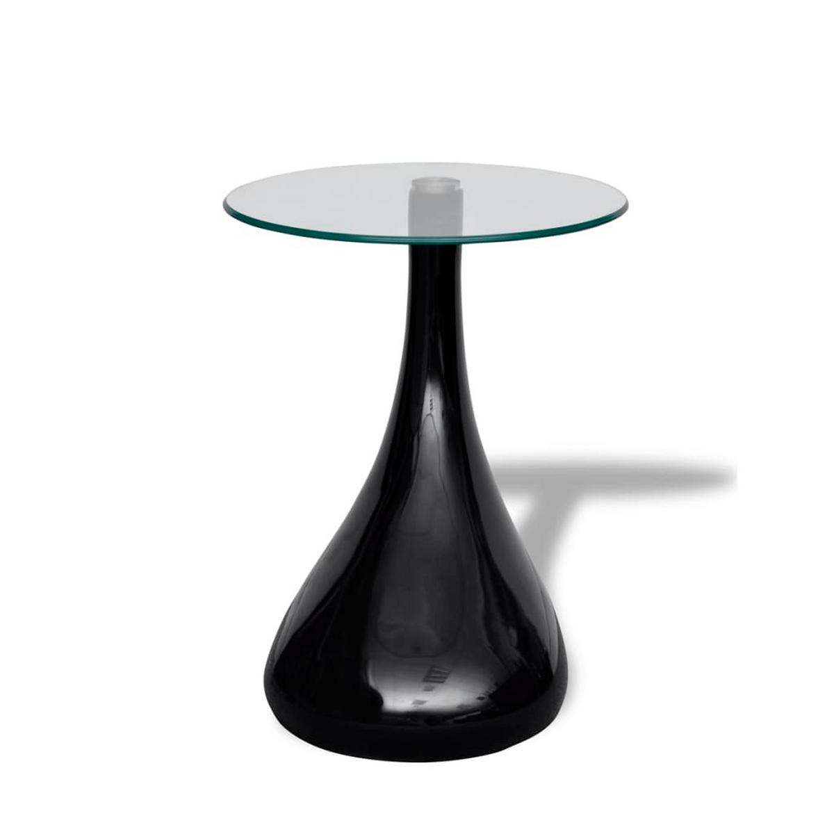 COUCHTISCH mit Runder Glasplatte Hochglanz Schwarz - Schwarz, Glas (42/42/55cm) - furnicato