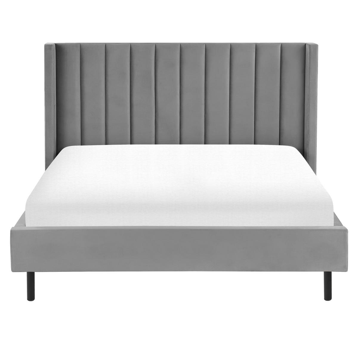 BETT mit Lattenrost 160x200 cm Grau Villette - Grau, Textil (160/200cm) - Beliani