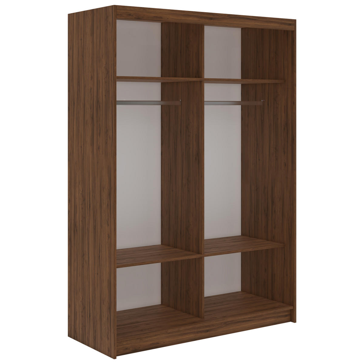 SCHWEBETÜRENSCHRANK 150 - SKORIA - Warmia Walnuss mit Spiegel - Walnussfarben/Alufarben, Holzwerkstoff/Metall (150/216/61cm) - MKS