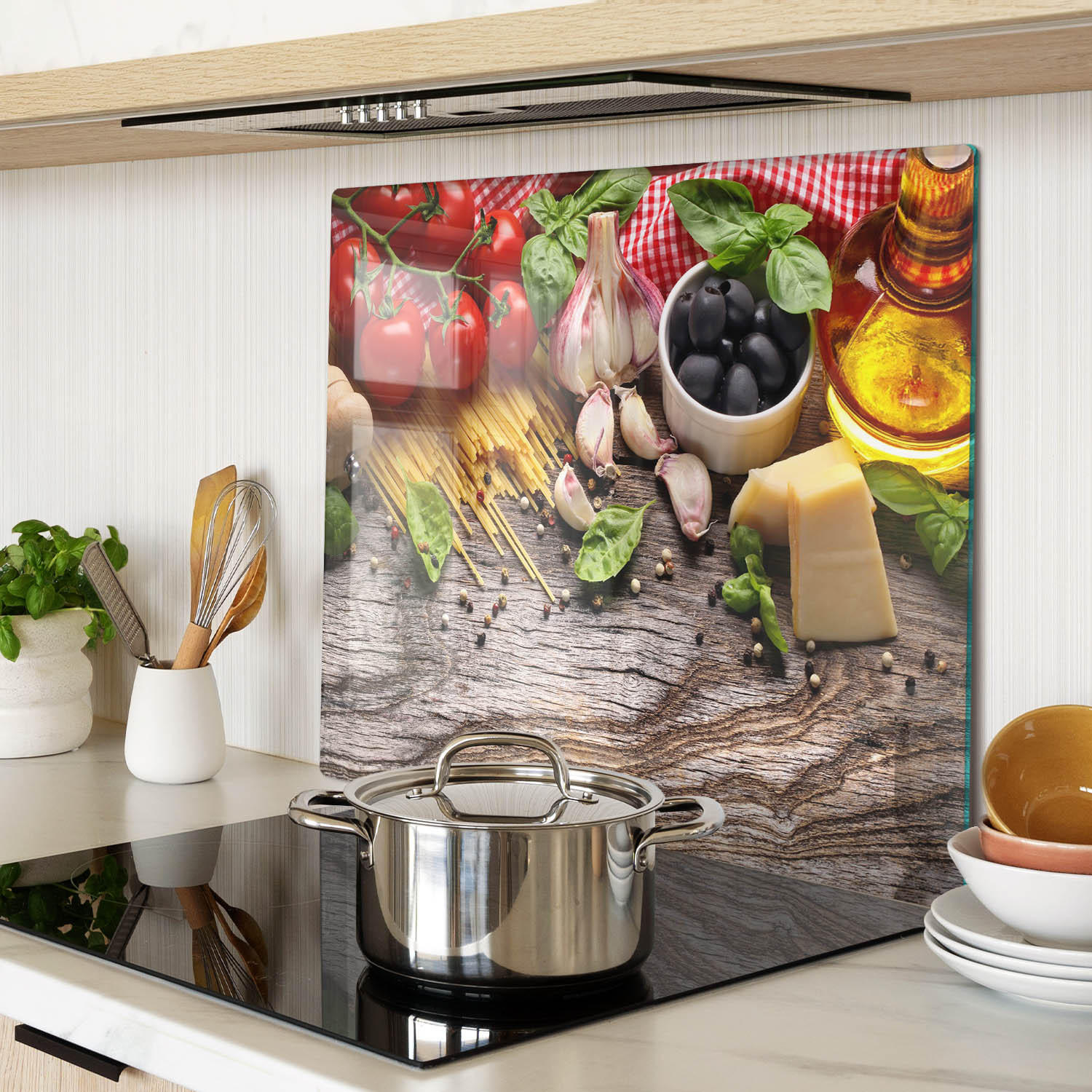 GLASPLATTE 60x52 cm Italienisches Essen - Multicolor, Glas (60/0.4/52cm) - TULUP