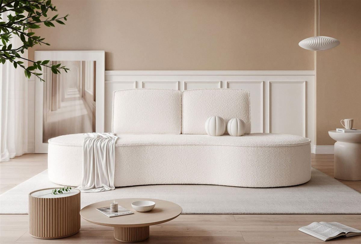 SOFA 3-sitzer Arlet In Stoff Abriamo - Creme, Holzwerkstoff/Textil (234/88/101cm) - Fun Möbel