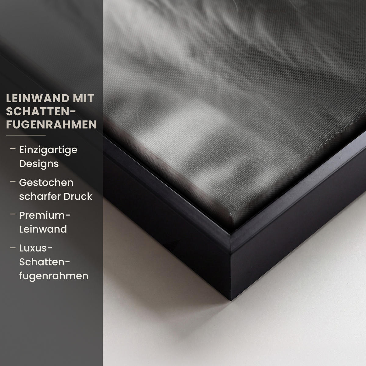 LEINWAND Bilder mit Rahmen - Schottischer Highlander - Nebel - Schwarz - Weiß - 70x100 - Grau, Textil (70/100cm) - MuchoWow