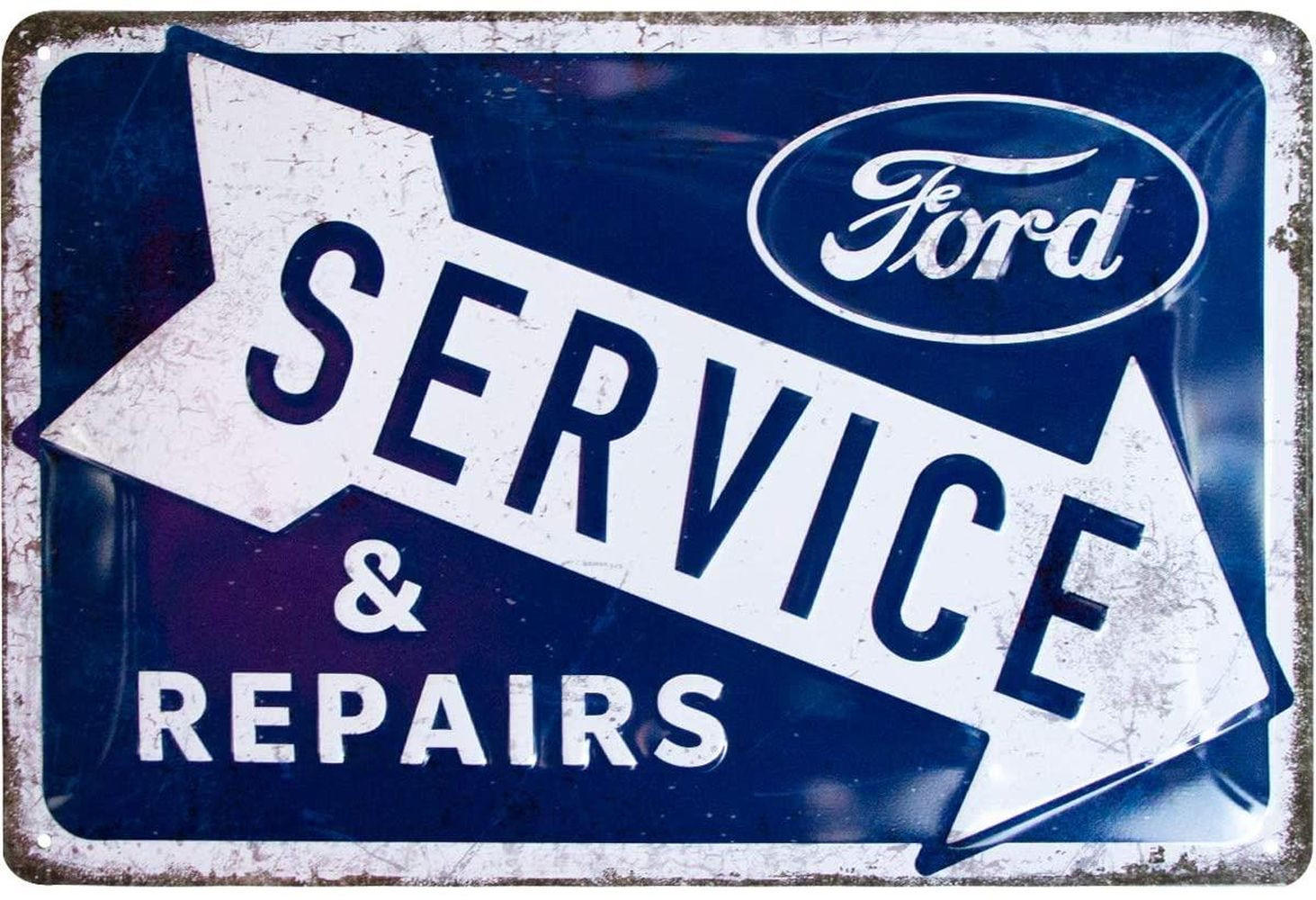 BLECHSCHILD 20/30 cm Ford Service & Repairs - Multicolor, Metall (30/20/0.2cm) - Nostalgic-Art