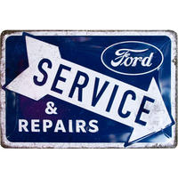 BLECHSCHILD 20/30 cm Ford Service & Repairs - Multicolor, Metall (30/20/0.2cm) - Nostalgic-Art