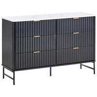 KOMODA s 6 zásuvkami Mramor Look/Černá Glastonbury - bílá, kompozitní dřevo (120/80/40cm) - Beliani
