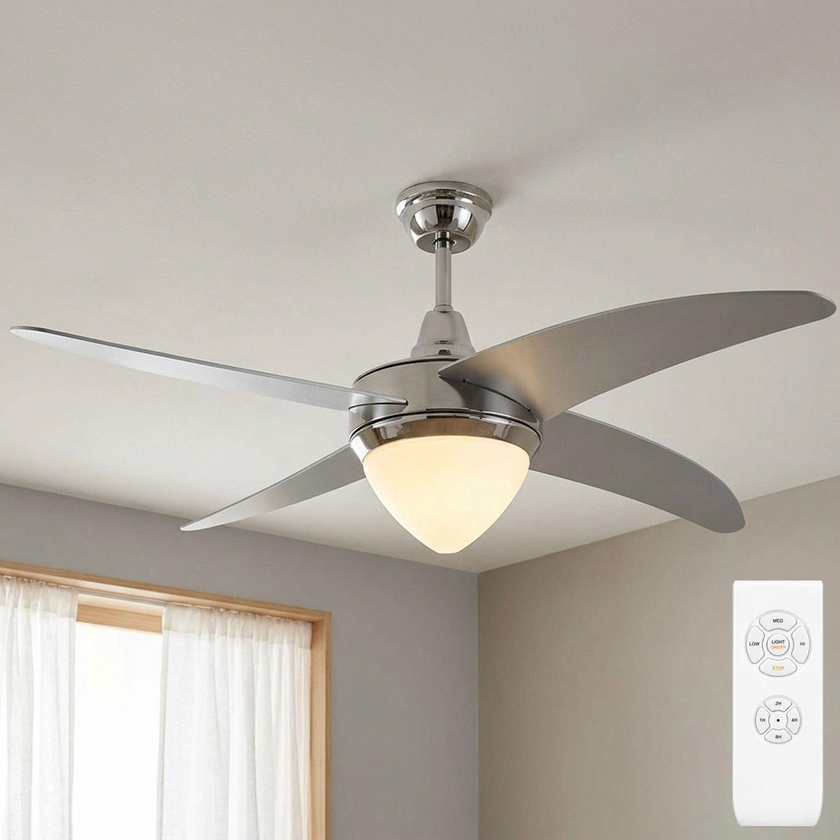 LED DECKENLEUCHTE Deckenventilator Silber - Silberfarben, Glas (106/39/39cm)