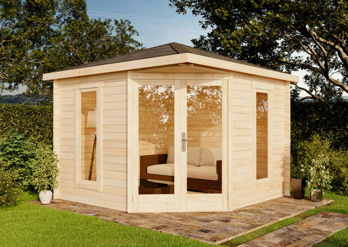 GARTENHAUS Holz Liwa Compact - Naturfarben, Holz (312/266/312cm) - Alpholz