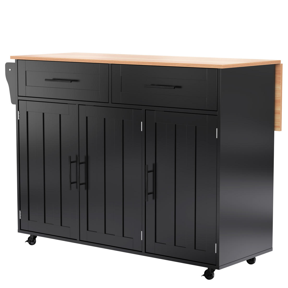 KÜCHENINSEL Schwarz-Natur 129/46/91.5 cm - Schwarz, Holzwerkstoff (120/91.5/46cm) - PANGIVO
