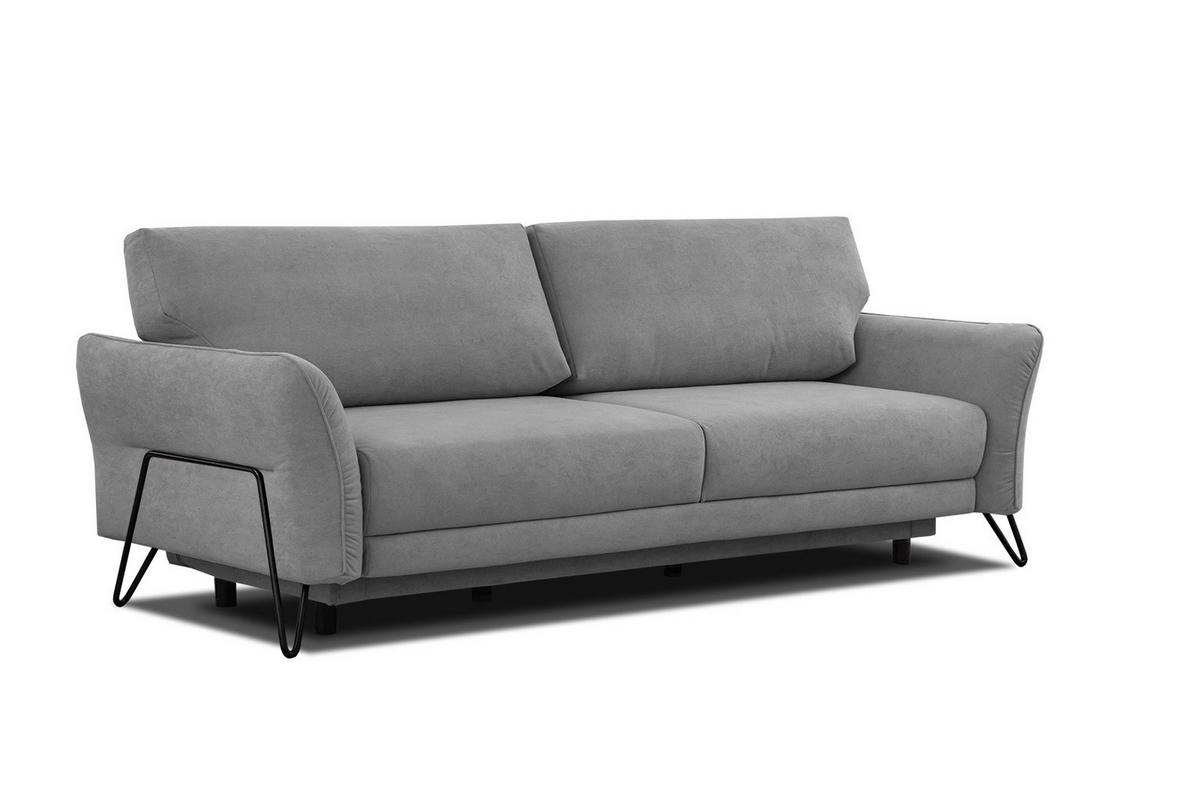 SOFA LOREM 3-Sitzer mit Schlaffunktion, grau - Schwarz/Grau, Holz/Textil (232/90/107cm) - Courtois Laville