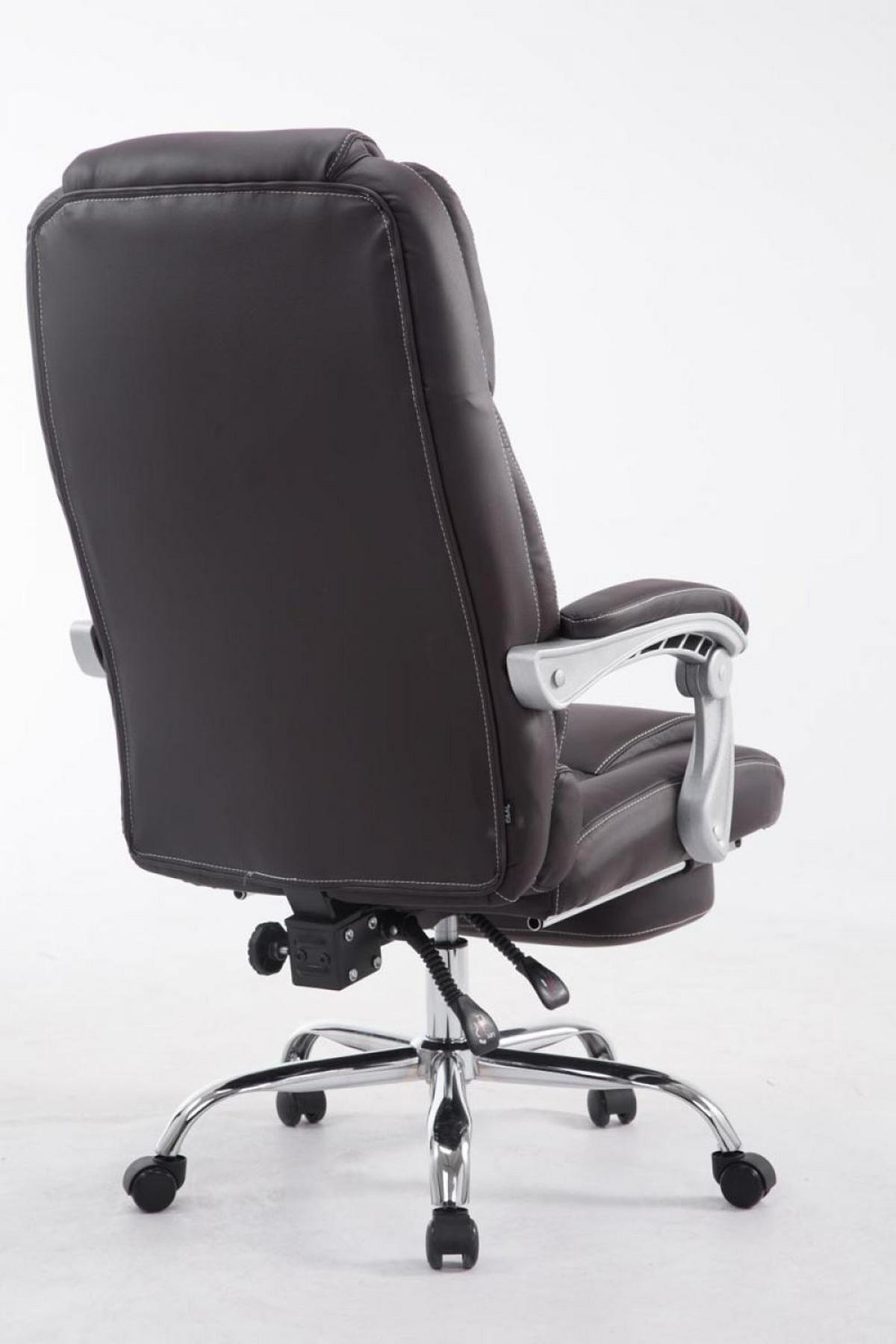 CHEFSESSEL Lederlook braun - Chromfarben/Braun, Textil/Metall (68/118/64cm) - CLP