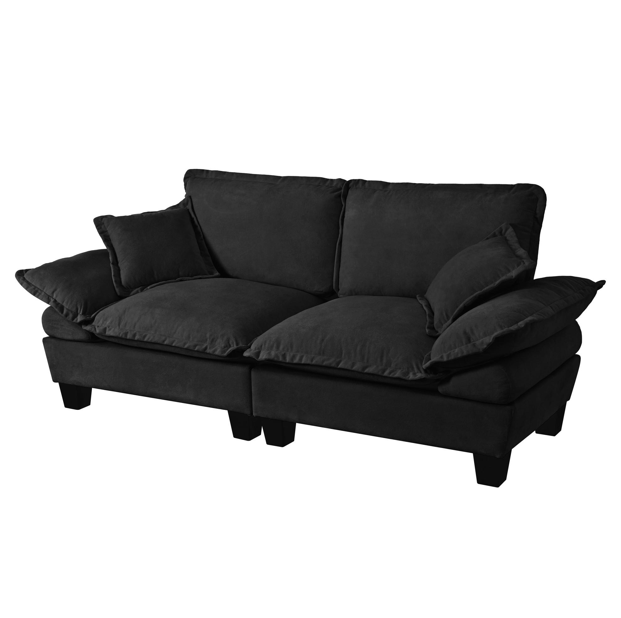 2-SITZER Sofa 194/82/90 cm mit abnehmbaren Armlehnen und Chenille-Bezug, Schwarz - Schwarz, Textil (194/90/82cm) - Redom