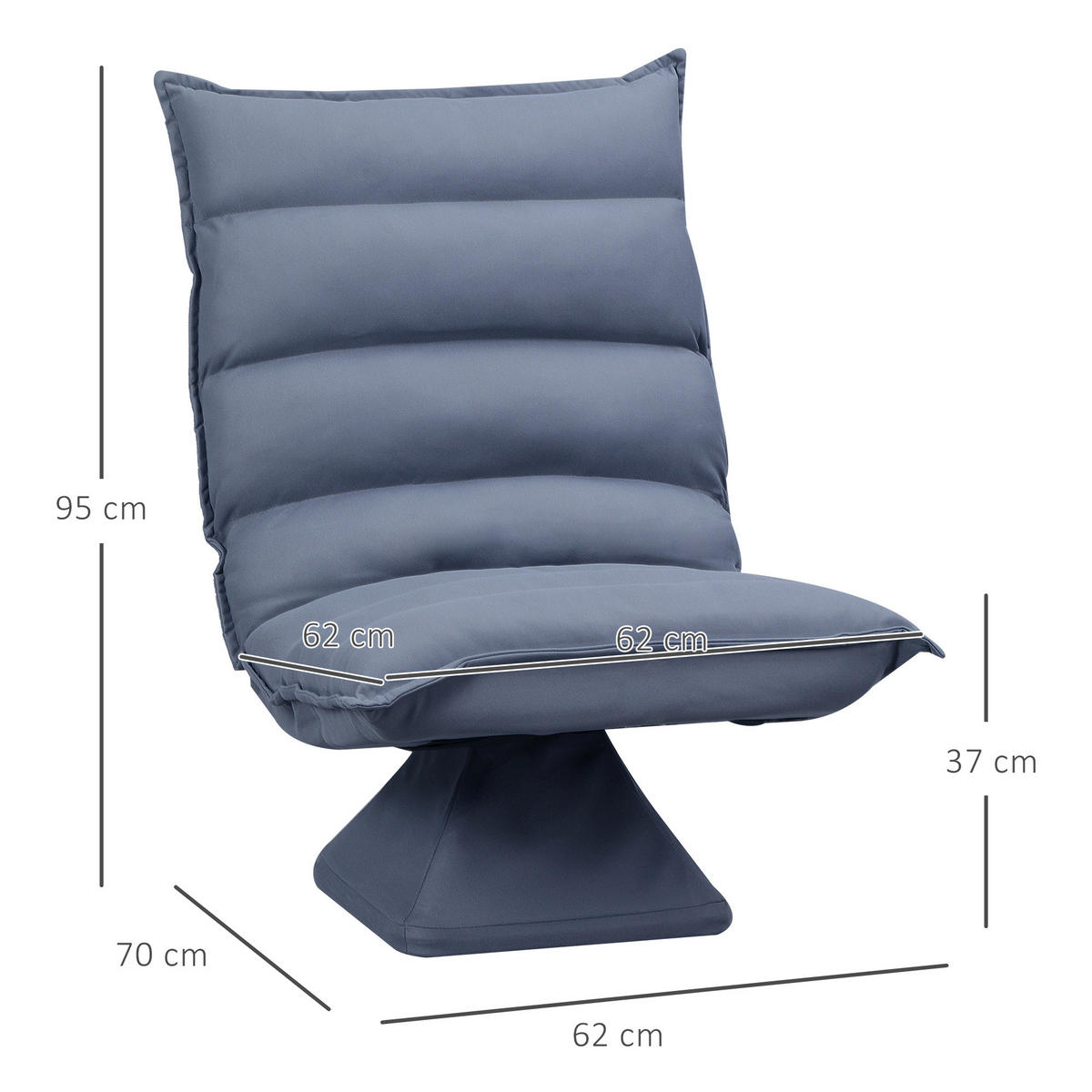 BODENSOFA Bodenstuhl mit Verstellbarer Lehne, Drehbarer Meditationsstuhl Grau - Grau, Metall (70/95/62cm) - HOMCOM