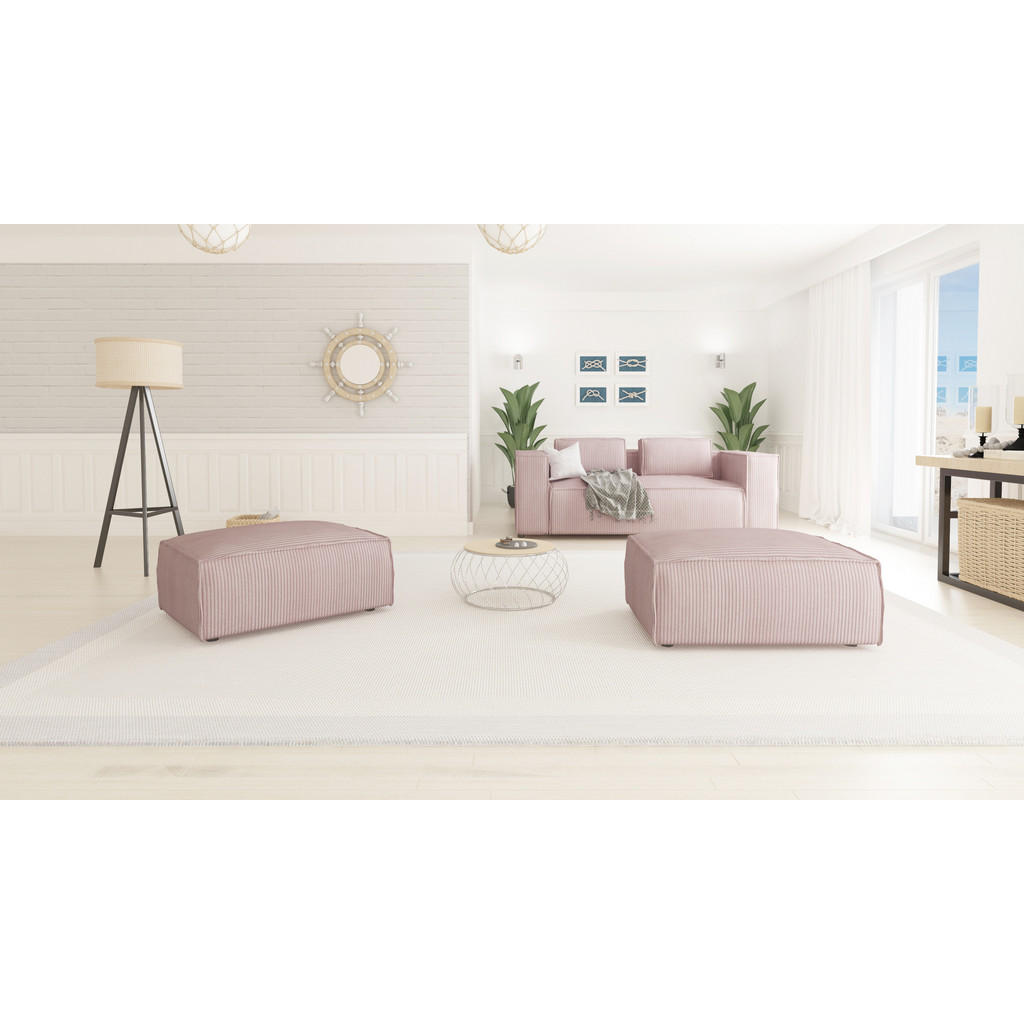 Thumbnail - S-Style Möbel Hocker, Pink, Textil, Echtholz,Buche, Birke, 1-Sitzer, Füllung: Polyetherschaumkern, 93x46x73 cm, Blauer E...