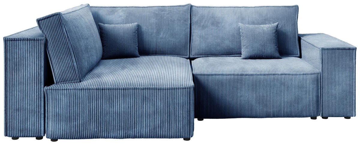ECKSOFA Pedro Duo mit Schlaffunktion Himmelblau Cord - Blau, Textil (246/153cm) - Bromarkt