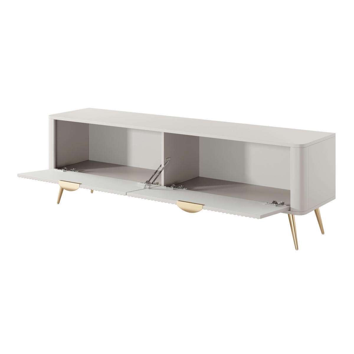 TV-ELEMENT LEKNES RTV1 Reliefierte Fronten aus MDF-Platte Beige Beige - Beige, Glas/Holzwerkstoff (163/51/38cm) - Komodee