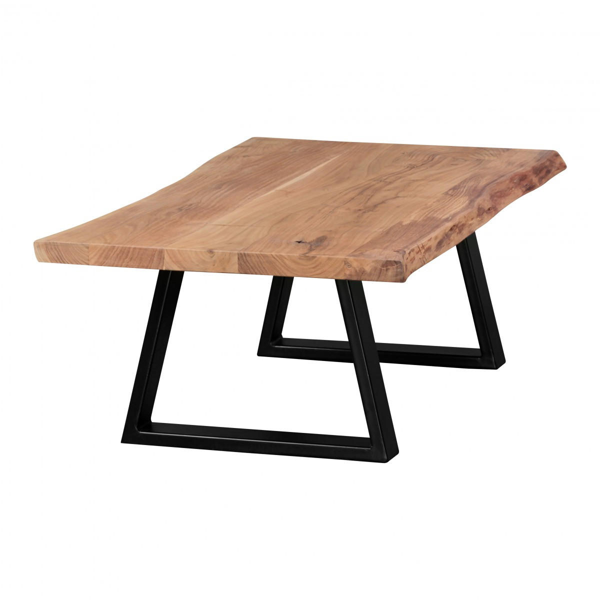 COUCHTISCH Akazie Massivholz Rechteckig Modern Handgefertigt Einzigartige Maserung - Beige/Schwarz, Holz/Metall (60/115/40cm) - KADIMA DESIGN