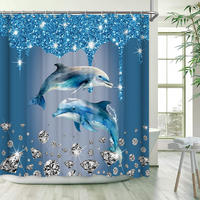 DUSCHVORHANG Tier Polyester 180 x 180 cm wasserdicht maschinenwaschbar mit Haken Badezimmer - Blau, Textil (180/180cm) - MCBOSON