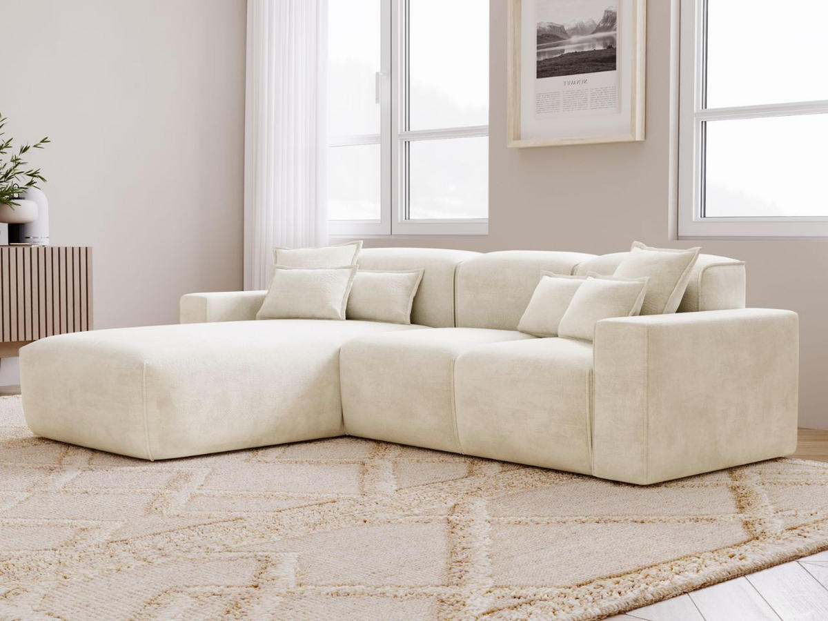 ECKSOFA Leni Beige Links - Beige, Holz/Textil (265/180cm) - Graingold